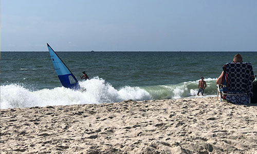 Windsurfing on Fire Island Beach
